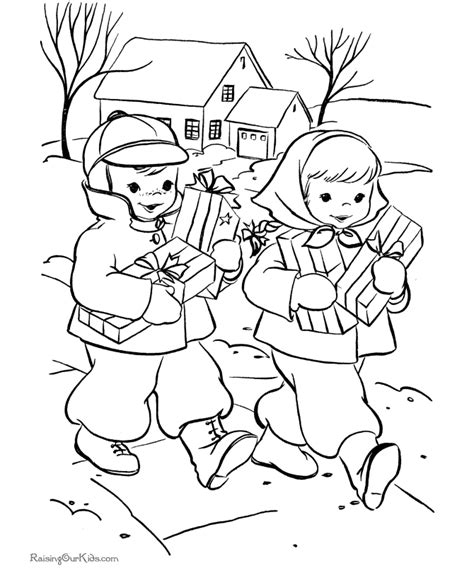 kids christmas coloring pages bringing gifts