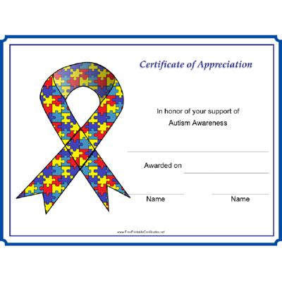 printable awareness ribbon certificates