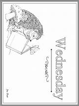 Wednesday Coloring Week Days Pages Jan Brett Janbrett Printable Click Subscription Downloads Hedgie sketch template