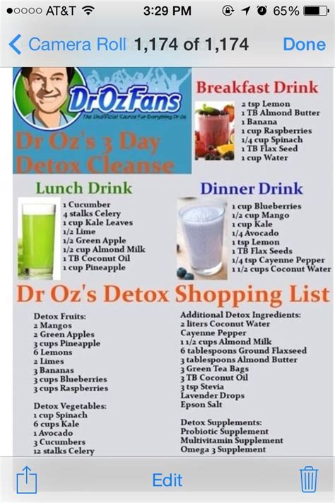 Dr Ozs 3 Day Detox Cleanse 👍 Detox Drinks Recipes
