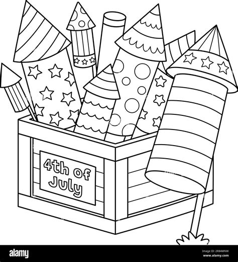 july fireworks isolated coloring page stock vector image art
