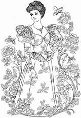 Coloring Pages Fashion Victorian Adult Book Adults Haven Creative Dover Nouveau Publications Fashions Welcome Historical Vintage Color People Doverpublications Printable sketch template