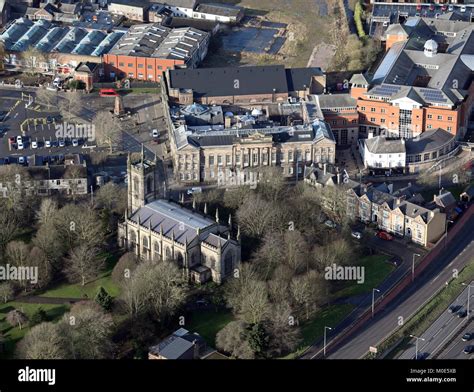 aerial view  stoke minster town hall stoke  trent uk stock