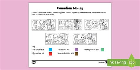 canadian money bills worksheet twinkl ca teacher