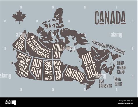 la carte du canada poster carte des provinces  territoires du canada