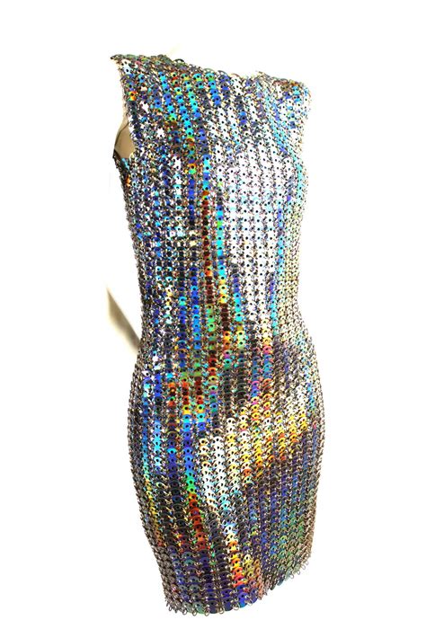 paco rabanne holographic runway disc dress at 1stdibs