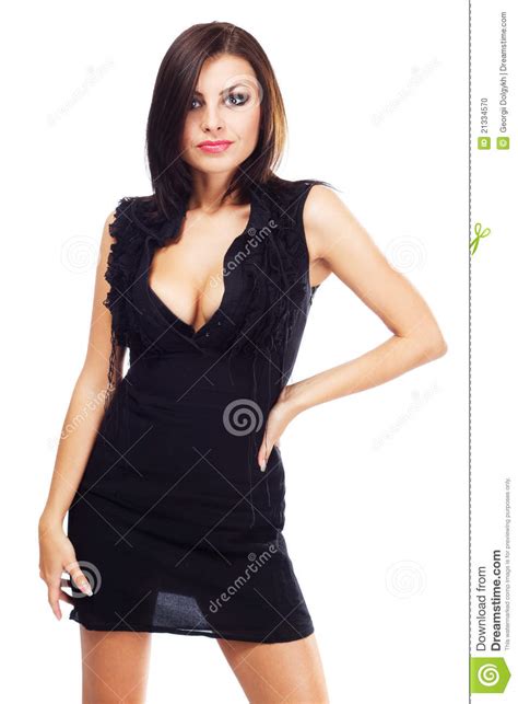 Jeune Femme Sexy Dans La Robe Noire Photo Stock Image Du Charme