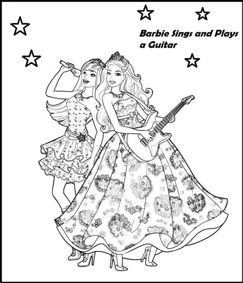 barbie princess singer coloring picture