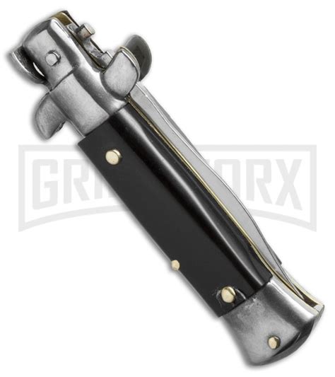 skm  italian mini stiletto dark horn automatic knife satin kris grindworx