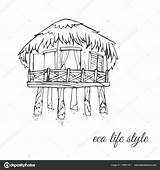Roundhouse Sketch Thatched Water Stock Illustration Roof Style Depositphotos Silva sketch template