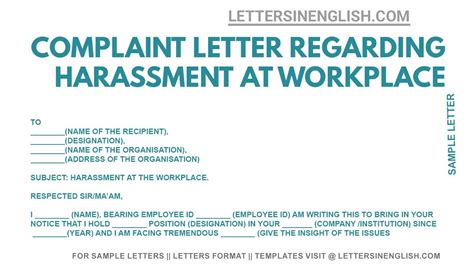 sample letter  harrashment  bullying   workplace www ed
