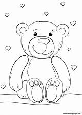 Teddy Bear Coloring Heart Pages Printable Valentines Print Color Book Paper sketch template