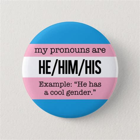 He Him Pronouns Transgender Flag Pinback Button Zazzle