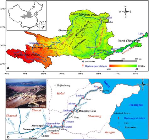 maps   yellow river drainage basin   basin   detailed