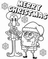 Christmas Merry Spongebob Squidward Coloring Tentacles Topcoloringpages Friends sketch template