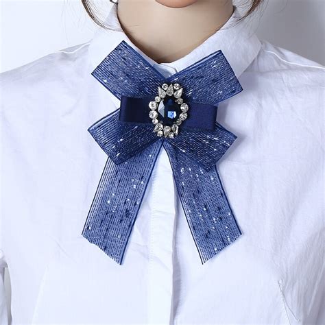 awaytr ladies jeweled bow tie for women yarn rhinestone neck pin ties