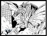 Ghidorah King Godzilla Coloring Pages Vs Monsters Book Attacks Classic Movies Deviantart Template Movie sketch template