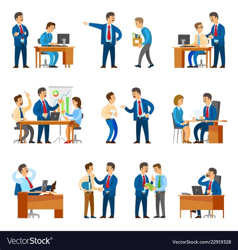 boss  workers activities  office set vector image