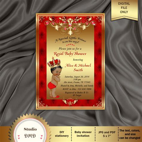 printable royal baby shower invitation regal red gold card
