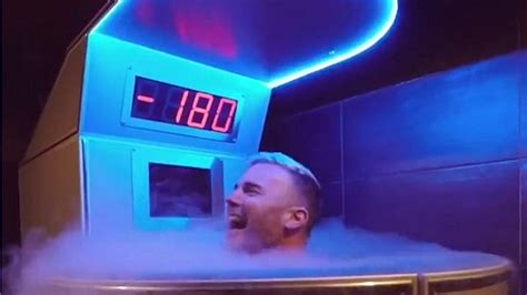 gary barlow has a chilly time in a cryotherapy chamber metro video