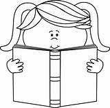 Reading Book Girl Clip Little Mycutegraphics Clipart Kids Books Coloring sketch template