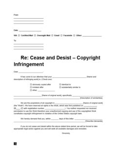 copyright infringement cease  desist letter  word