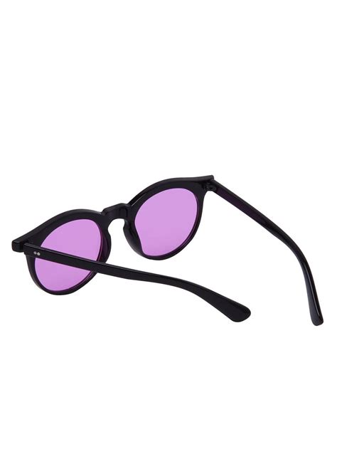 Purple Lenses Round Sunglasses Shein Sheinside
