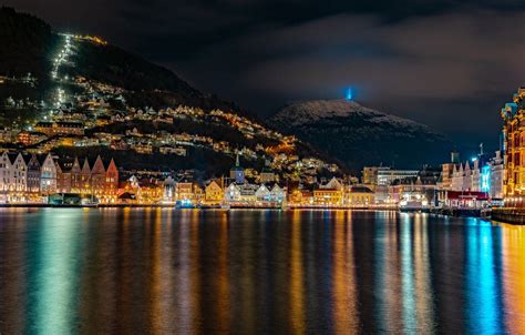 wallpaper mountains night lights home boats norway lights bay piers mountains
