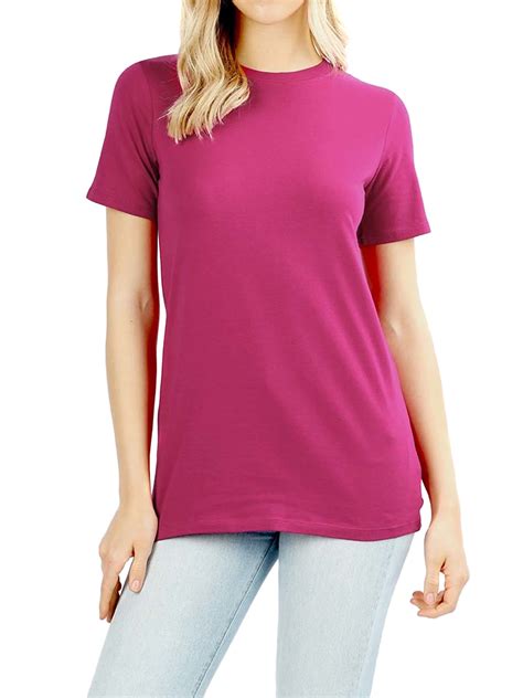 thelovely womens cotton crew neck short sleeve relaxed fit basic tee shirts walmartcom