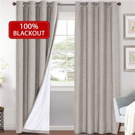 linen blackout curtains  inches long  total blackout heavy duty