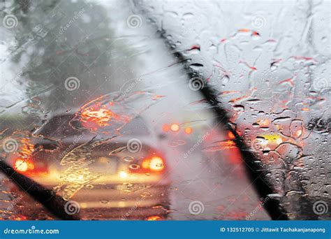 heavy rain visibility  difficult turn   wiper    stock image image  style