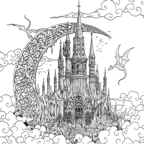 dragons flying   castle coloring pages