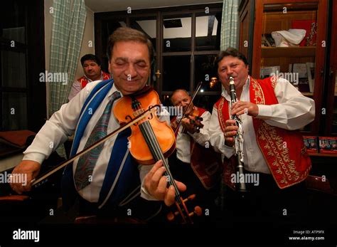hungarian gypsy band playing  guests csardas  czardas stock photo
