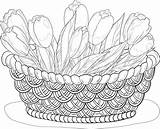 Basket Drawing Flowers Flower Baskets Fruit Sketch Embroidery Coloring Food Patterns Vegetables Floral Wicker Getdrawings sketch template