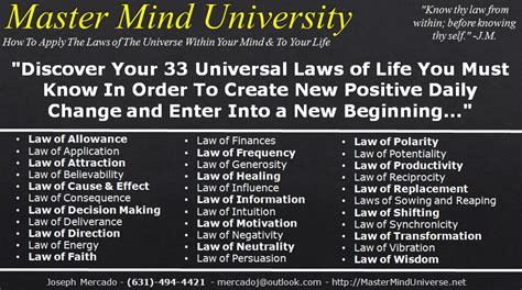 learn your 33 universal laws of thought and how to apply them to your