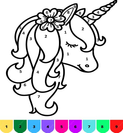 premium vector color  number unicorn unicorn coloring pages