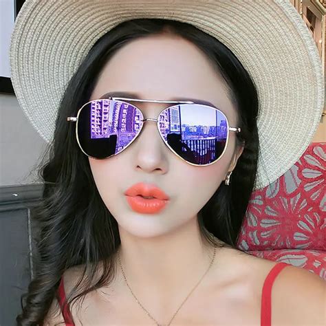 sunglasses women brand design color lens pilot style whole new design