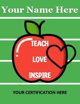 editable teaching portfolio cover page  level  learning tpt