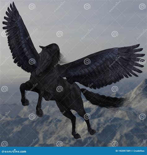 Pegasus In Black 3d Illustration Stock Illustration Illustration Of