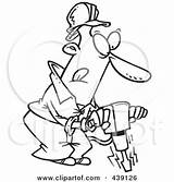 Jackhammer Operating Man Toonaday Royalty Outline Illustration Cartoon Rf Clip Clipart sketch template