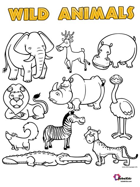 wild animals printable coloring page collection  animal