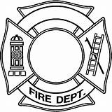 Template Fire Hat Coloring Maltese Cross Department Firefighter Fireman Printable Blank Clip Badge Drawing Clipart Hydrant Pages Truck Dept Line sketch template