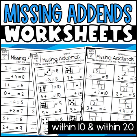 missing addend worksheets dominoes part part   equation