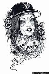 Chicano Lowrider Chicana sketch template
