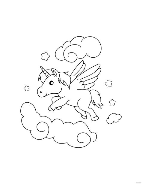 flying unicorn coloring page  illustrator  svg jpg eps png