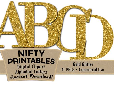 gold glitter alphabet letters set elegant glitter digital