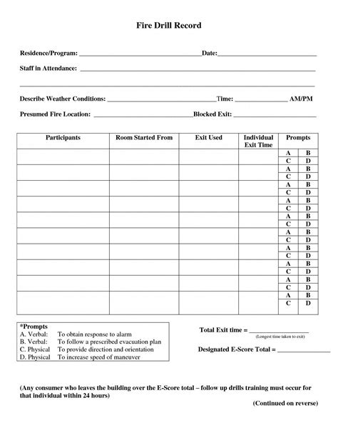 printable fire drill log template printable word searches