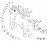 Unicorn Coloring Flying Pages Printable Stars Sheet Head Print Moon sketch template