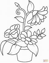 Coloring Pot Flower Pages Printable Flowers Flowerpot Drawing Easy Adults Elegant Kids Drawings Birijus Print sketch template