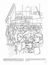 Titanic Coloring Disembark Passengers Await Turn Their Pages sketch template